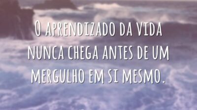 O aprendizado da vida nunca chega antes de um mergulho em si mesmo.