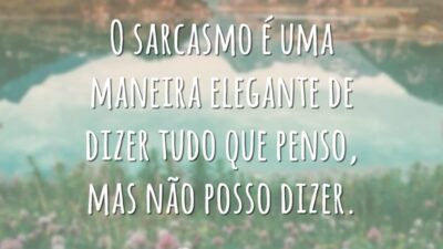 O sarcasmo é uma maneira elegante de dizer tudo que penso, mas não posso dizer.