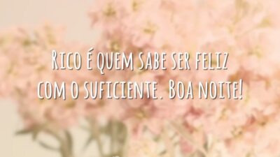 Rico é quem sabe ser feliz com o suficiente. Boa noite!