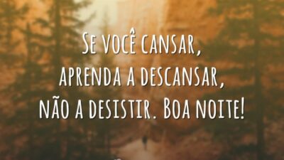 Se você cansar, aprenda a descansar, não a desistir. Boa noite!