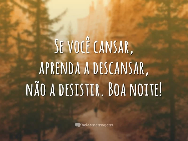 Se você cansar, aprenda a descansar, não a desistir. Boa noite!