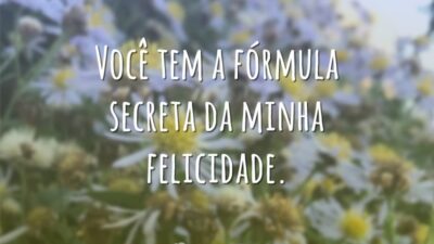 Você tem a fórmula secreta da minha felicidade.