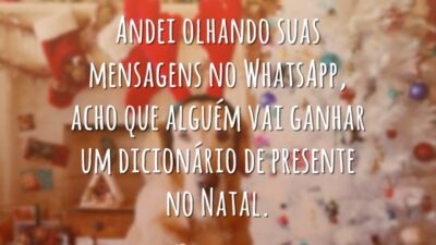 Andei olhando suas mensagens no WhatsApp, acho que alguém vai ganhar um dicionário de presente no Natal.