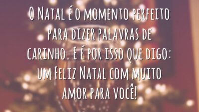 O Natal é o momento perfeito para dizer palavras de carinho. E é por isso que digo: um Feliz Natal com muito amor para você!