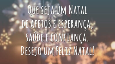 Que seja um Natal de afetos e esperança, saúde e confiança. Desejo um Feliz Natal!