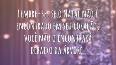 Lembre-se: se o Natal não é encontrado em seu coração, você não o encontrará debaixo da árvore.