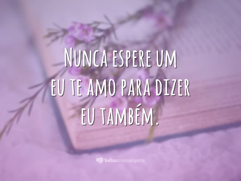 Nunca espere um eu te amo para dizer eu também.