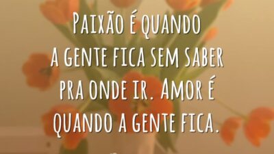 Paixão é quando a gente fica sem saber pra onde ir. Amor é quando a gente fica.