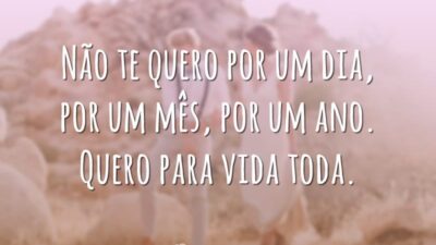 Não te quero por um dia, por um mês, por um ano. Quero para vida toda.