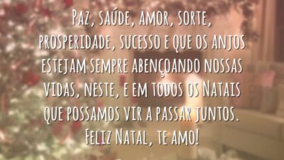 Paz, saúde, amor, sorte, prosperidade, sucesso e que os anjos estejam sempre abençoando nossas vidas, neste, e em todos os Natais que possamos vir a passar juntos. Feliz Natal, te amo!