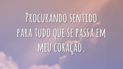 Procurando sentido para tudo que se passa em meu coração.