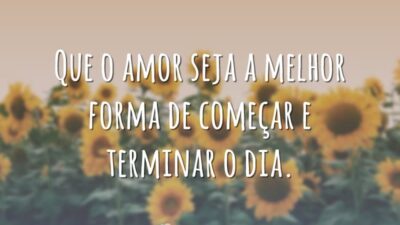 Que o amor seja a melhor forma de começar e terminar o dia.