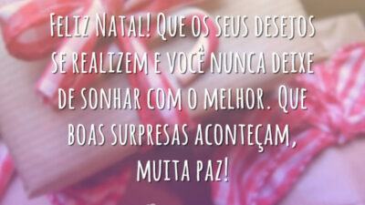 Feliz Natal! Que os seus desejos se realizem e você nunca deixe de sonhar com o melhor. Que boas surpresas aconteçam, muita paz!