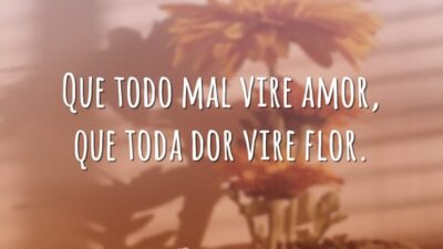 Que todo mal vire amor, que toda dor vire flor.