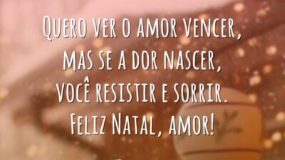 Quero ver o amor vencer, mas se a dor nascer, você resistir e sorrir. Feliz Natal, amor!
