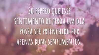 Só espero que esse sentimento de perda um dia possa ser preenchido por apenas bons sentimentos.