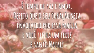 É tempo de paz e amor. Desejo que o seu coração seja envolvido por essa magia e você tenha um feliz e santo Natal!