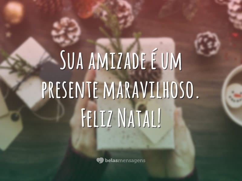 Sua amizade é um presente maravilhoso. Feliz Natal!