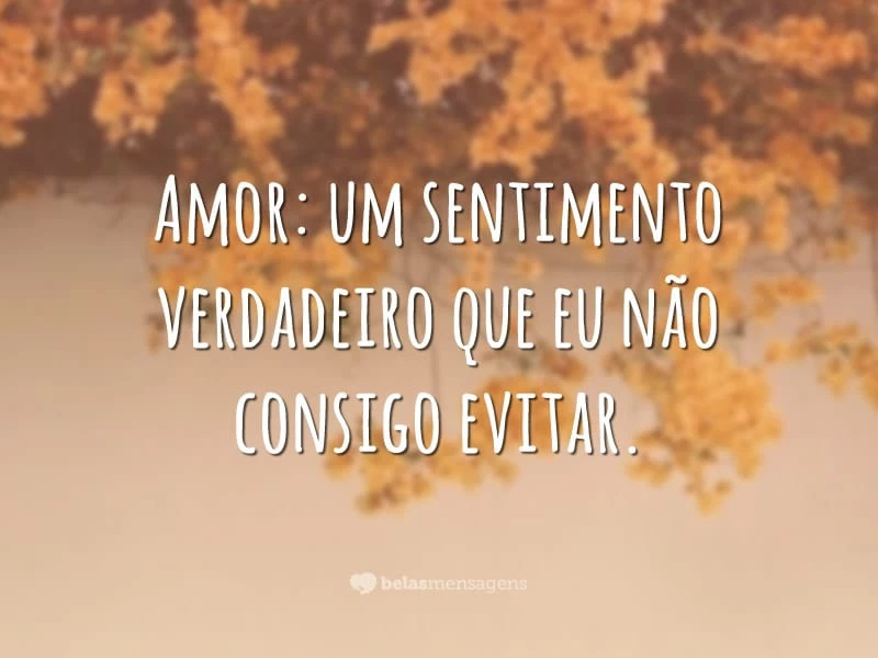 Amor: um sentimento verdadeiro que eu não consigo evitar.