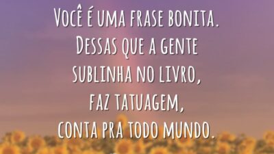 Você é uma frase bonita. Dessas que a gente sublinha no livro, faz tatuagem, conta pra todo mundo.