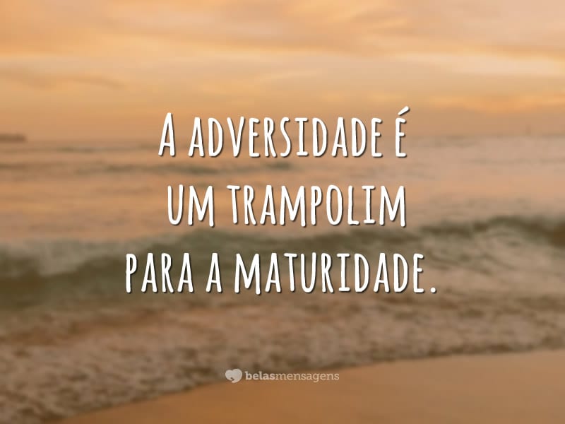 A adversidade é um trampolim para a maturidade.