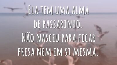 Ela tem uma alma de passarinho. Não nasceu para ficar presa nem em si mesma.