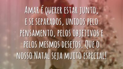 Amar é querer estar junto, e se separados, unidos pelo pensamento, pelos objetivos e pelos mesmos desejos. Que o nosso Natal seja muito especial!