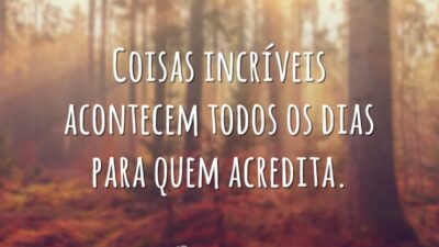 Coisas incríveis acontecem todos os dias para quem acredita.