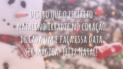 Desejo que o espírito natalino irradie no coração de cada um e faça essa data ser mágica. Feliz Natal!