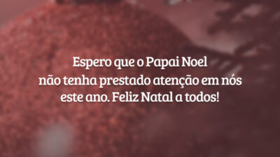 Espero que o Papai Noel não tenha prestado atenção em nós este ano. Feliz Natal a todos!