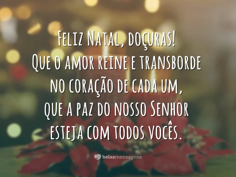 Feliz Natal, doçuras! Que o amor reine e transborde no coração de cada um, que a paz do nosso Senhor esteja com todos vocês.