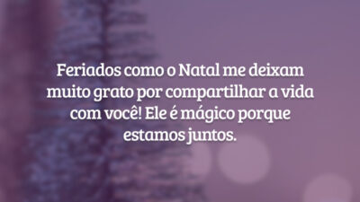 Feriados como o Natal me deixam muito grato por compartilhar a vida com você! Ele é mágico porque estamos juntos.