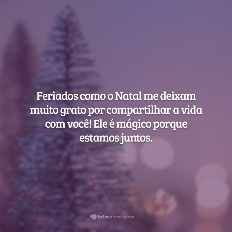 Feriados como o Natal me deixam muito grato por compartilhar a vida com você! Ele é mágico porque estamos juntos.