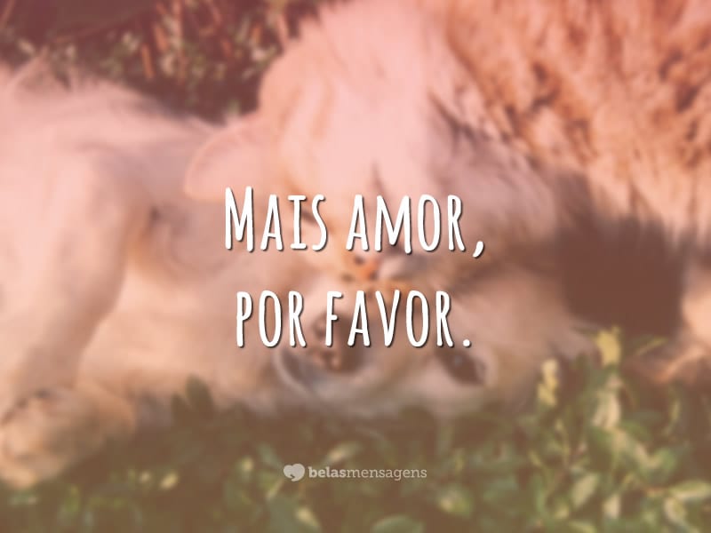 Mais amor, por favor.