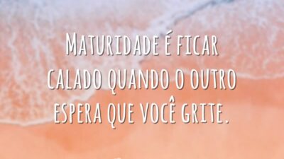 Maturidade é ficar calado quando o outro espera que você grite.