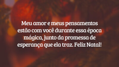 Meu amor e meus pensamentos estão com você durante essa época mágica, junto da promessa de esperança que ela traz. Feliz Natal!
