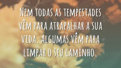 Nem todas as tempestades vêm para atrapalhar a sua vida. Algumas vêm para limpar o seu caminho.