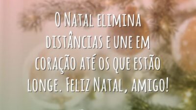 O Natal elimina distâncias e une em coração até os que estão longe. Feliz Natal, amigo!