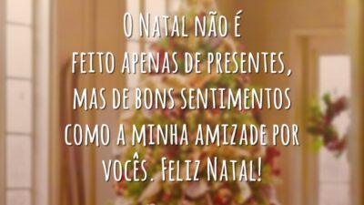 O Natal não é feito apenas de presentes, mas de bons sentimentos como a minha amizade por vocês. Feliz Natal!