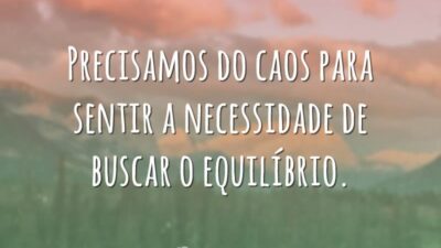 Precisamos do caos para sentir a necessidade de buscar o equilíbrio.