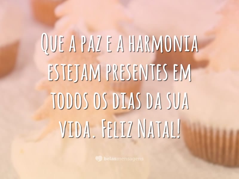 Que a paz e a harmonia estejam presentes em todos os dias da sua vida. Feliz Natal!