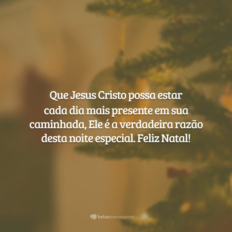 Que Jesus Cristo possa estar cada dia mais presente em sua caminhada, Ele é a verdadeira razão desta noite especial. Feliz Natal!