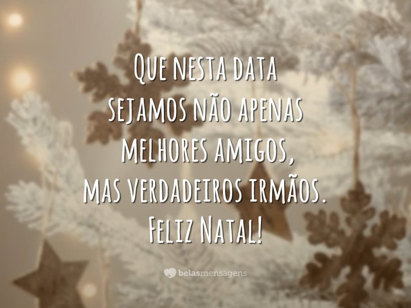 Que nesta data sejamos não apenas melhores amigos, mas verdadeiros irmãos. Feliz Natal!