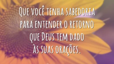 Que você tenha sabedoria para entender o retorno que Deus tem dado às suas orações.
