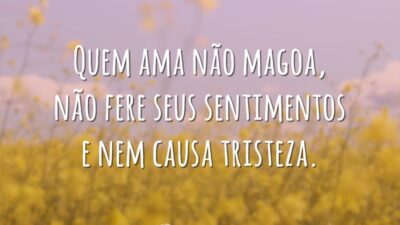 Quem ama não magoa, não fere seus sentimentos e nem causa tristeza.