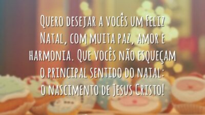 Quero desejar a vocês um Feliz Natal, com muita paz, amor e harmonia. Que vocês não esqueçam o principal sentido do natal: o nascimento de Jesus Cristo!