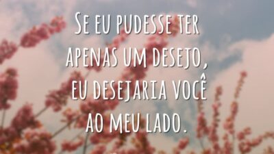 Se eu pudesse ter apenas um desejo, eu desejaria você ao meu lado.