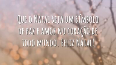 Que o Natal seja um símbolo de paz e amor no coração de todo mundo. Feliz Natal!