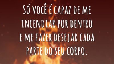 Só você é capaz de me incendiar por dentro e me fazer desejar cada parte do seu corpo.