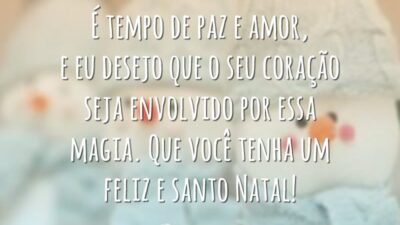 É tempo de paz e amor, e eu desejo que o seu coração seja envolvido por essa magia. Que você tenha um feliz e santo Natal!